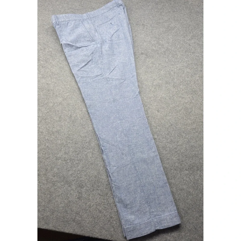 J Crew Pants Mens 34x34 Straight Blue Woven Cotton Linen Dress Pants